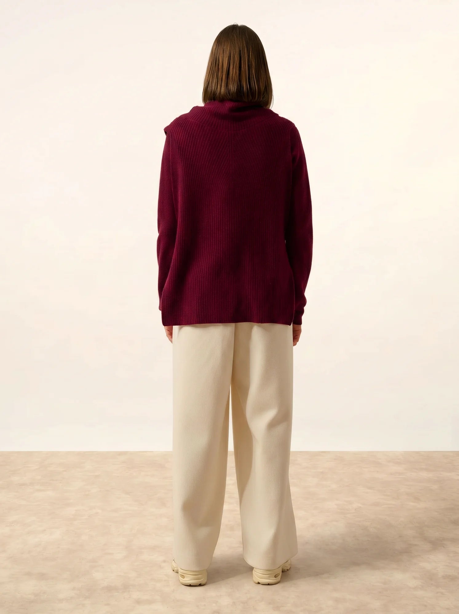 LOU cape rollkragen ärmellos 4-fädig bordeaux