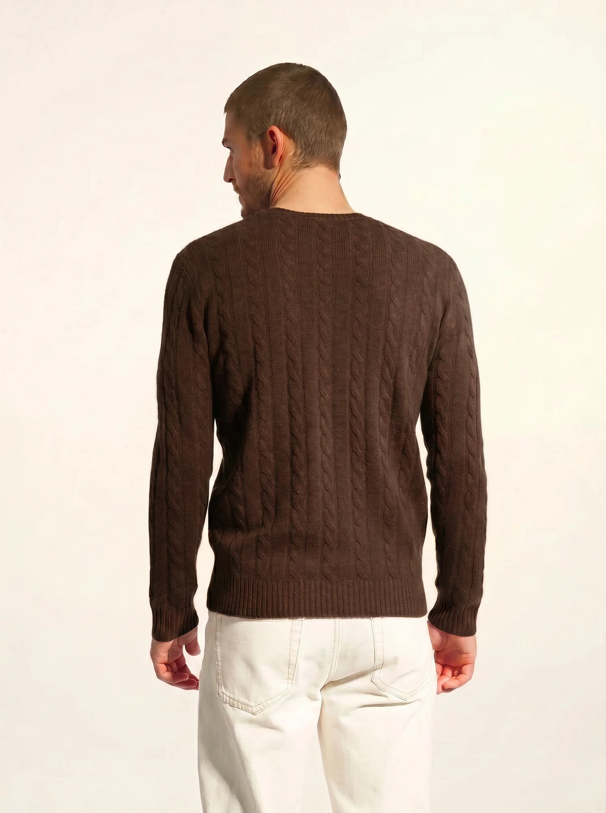 DARRI pull col rond 4 fils choco