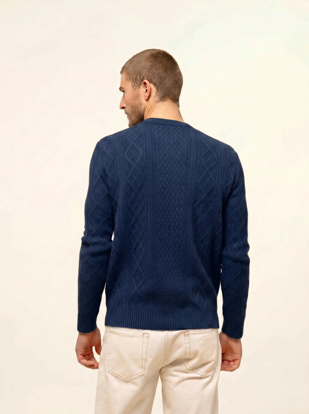 THURID Pull Col Rond 4 Fils Océan Chiné