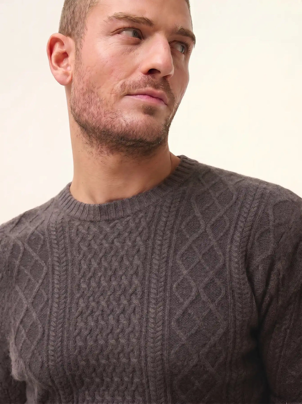 THURID Sweater Crew Neck 4 Ply Heather Taupe