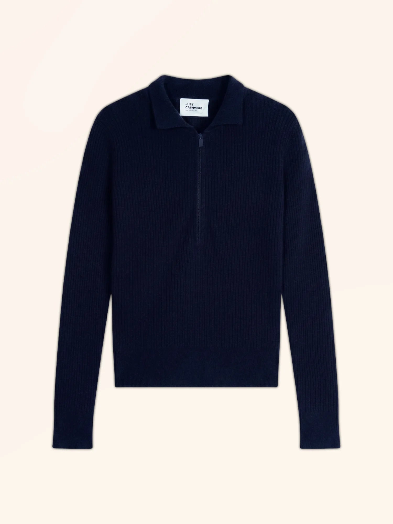 KRISTJAN polo col zippé manches longues bleu marine