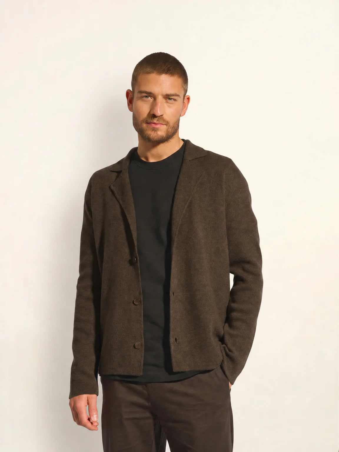 ALVAR Jacket Buttoned Notched Collar Chocolate