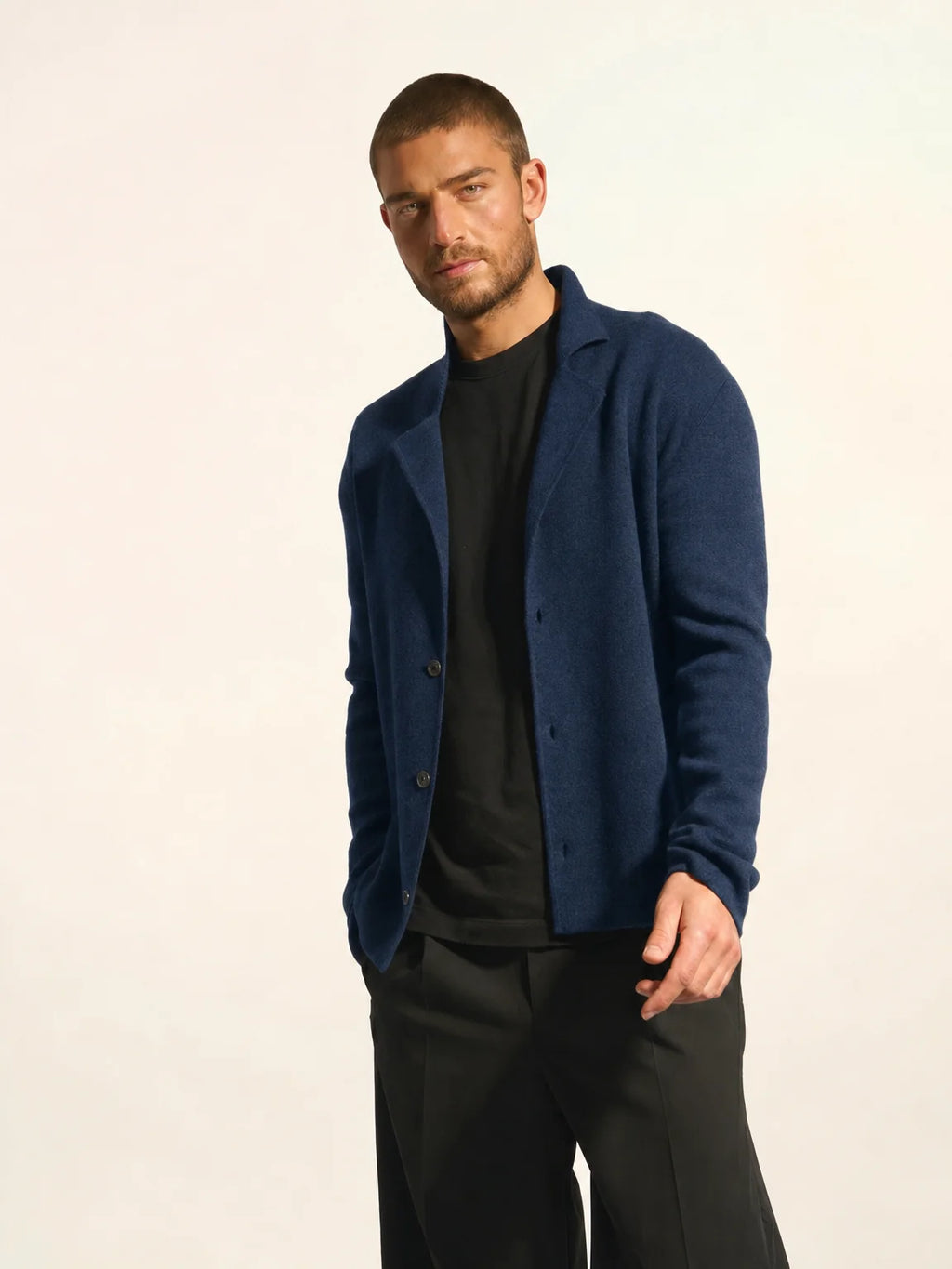 ALVAR Jacket Buttoned Notched Collar Midnight