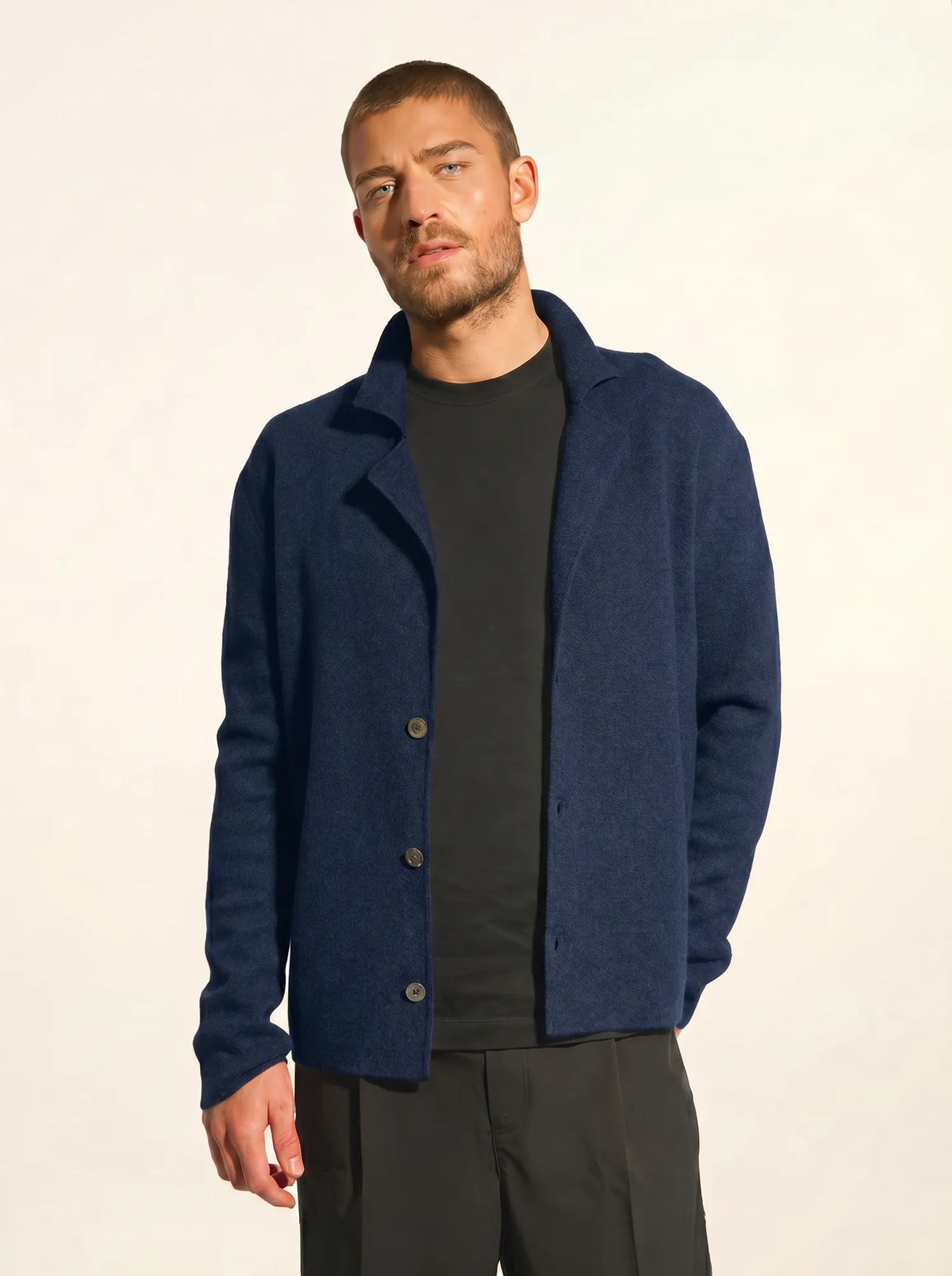 ALVAR Jacket Buttoned Notched Collar Midnight