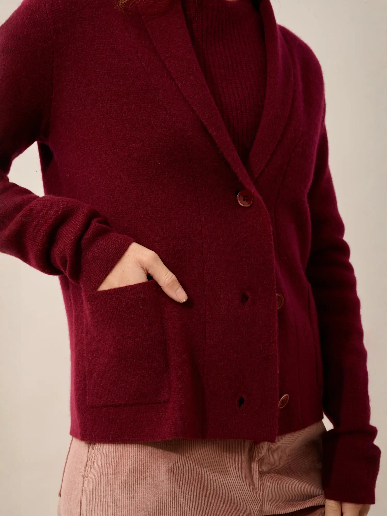 MILA jacke geknöpft schalkragen bordeaux