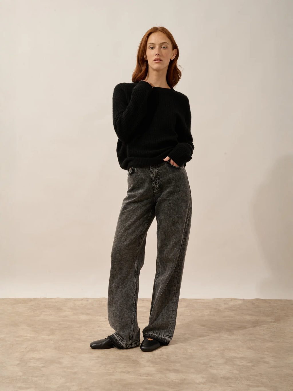 ASSAM pullover rundhalsausschnitt 6-fädig schwarz