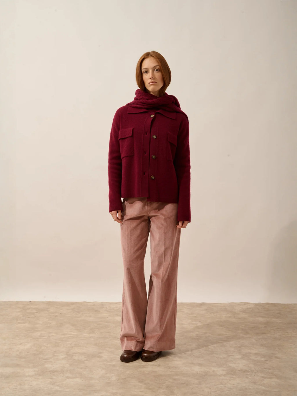 HEKLA jacke geknöpft hemdkragen bordeaux