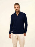 NOAH pullover polokragen offen marineblau
