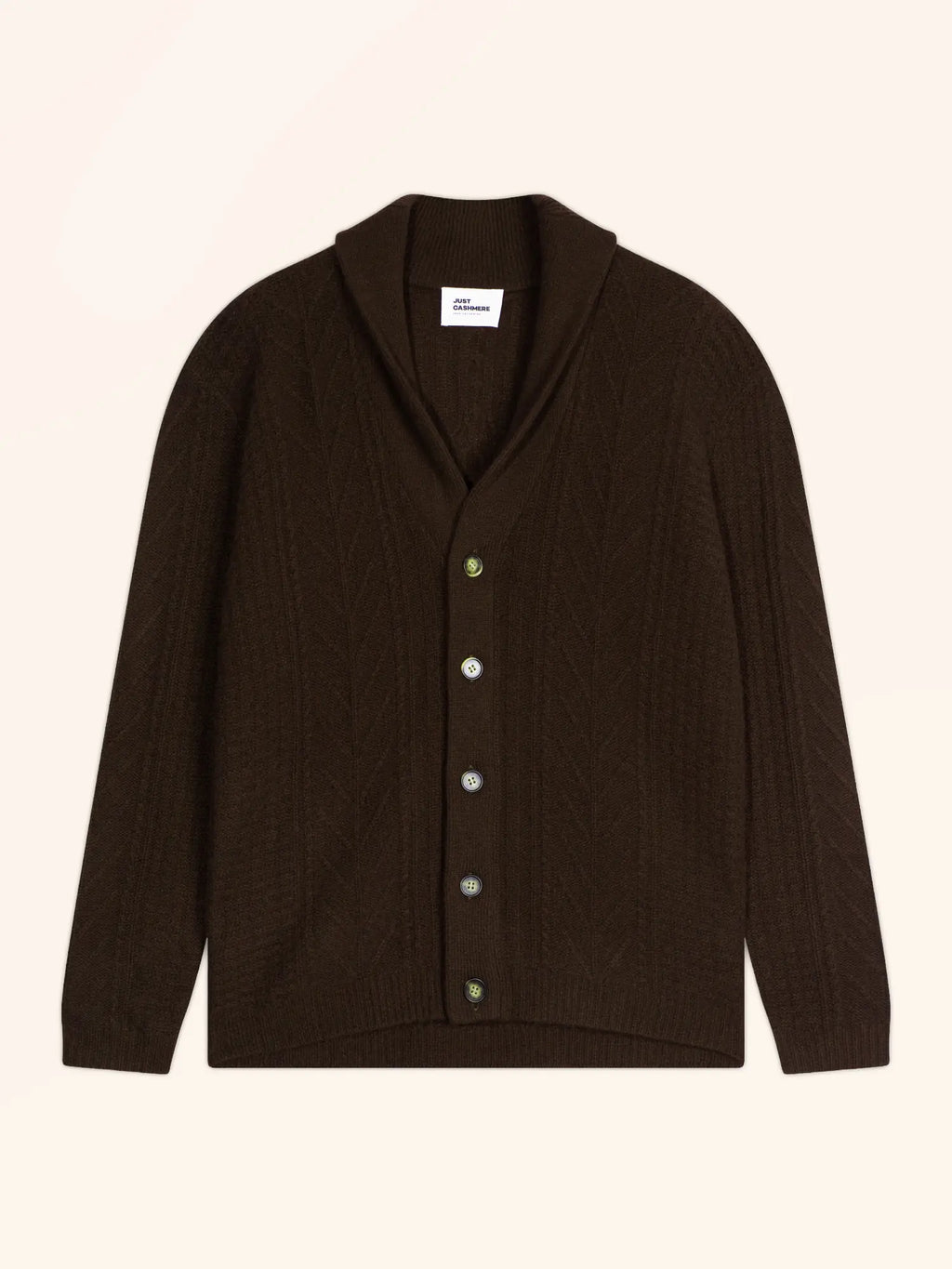 GARMA veste boutonnée col châle 6 fils choco