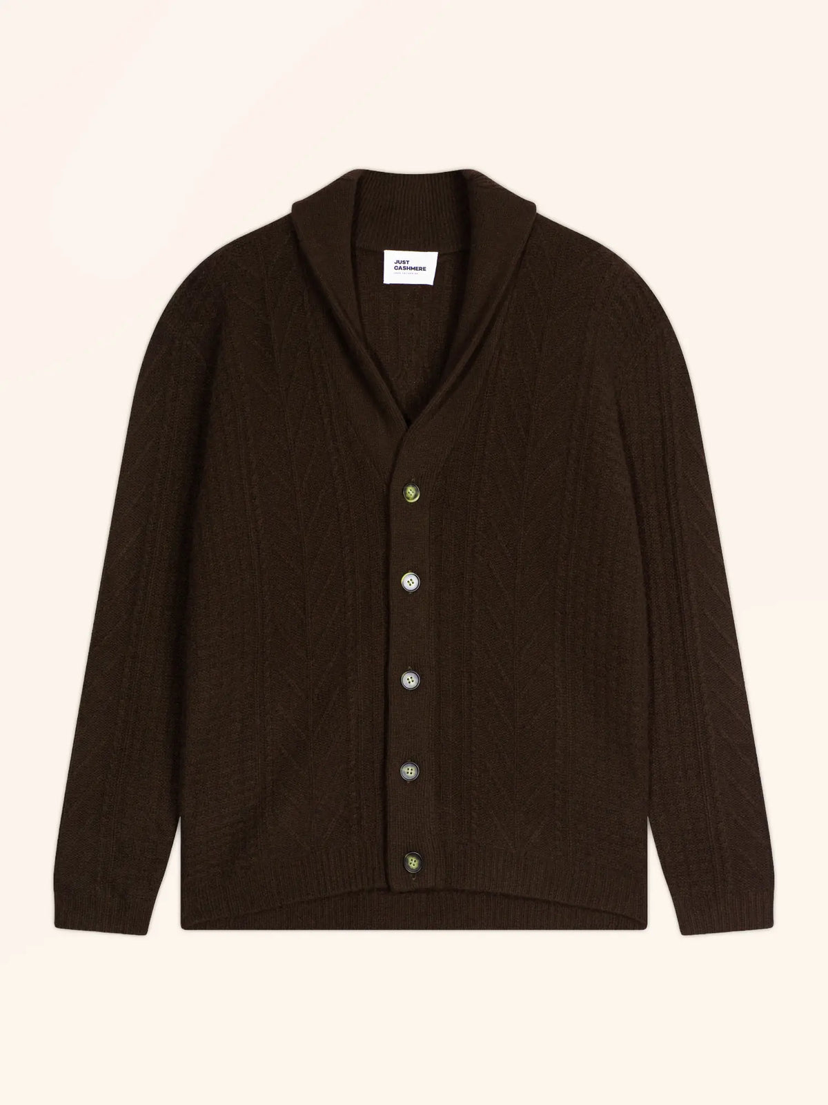 GARMA veste boutonnée col châle 6 fils choco