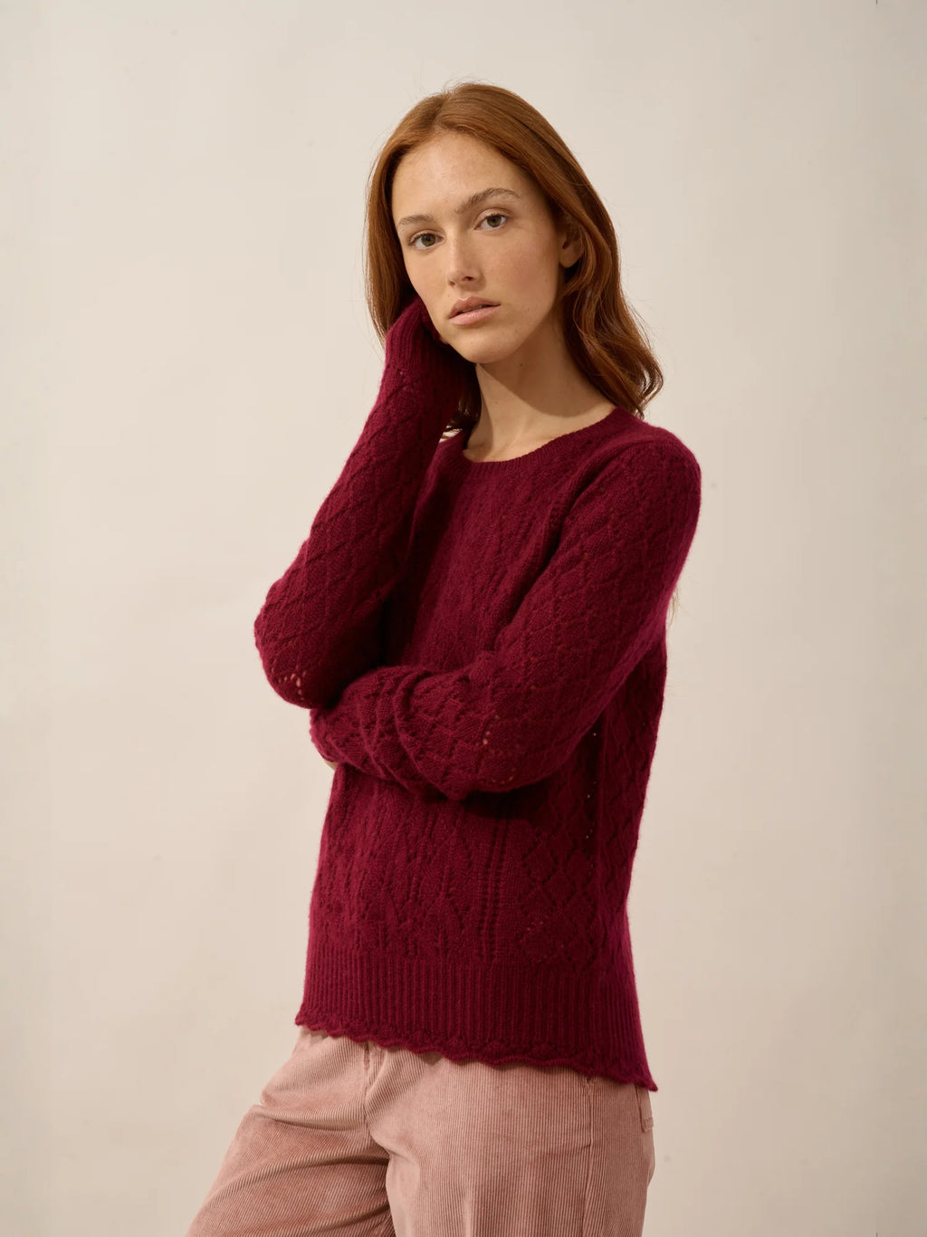 NADIA pullover rundhalsausschnitt 8-fädig bordeaux