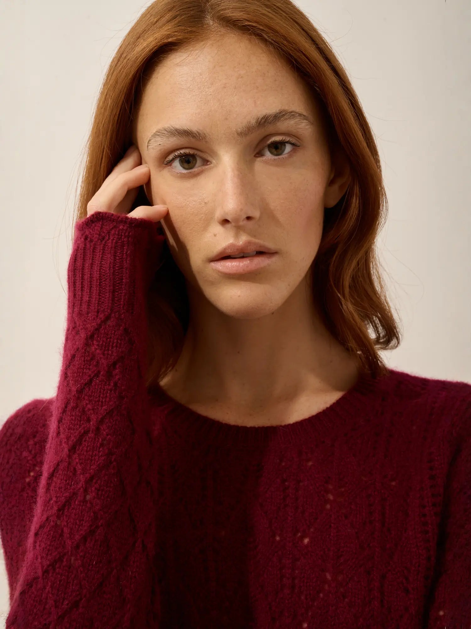 NADIA pullover rundhalsausschnitt 8-fädig bordeaux