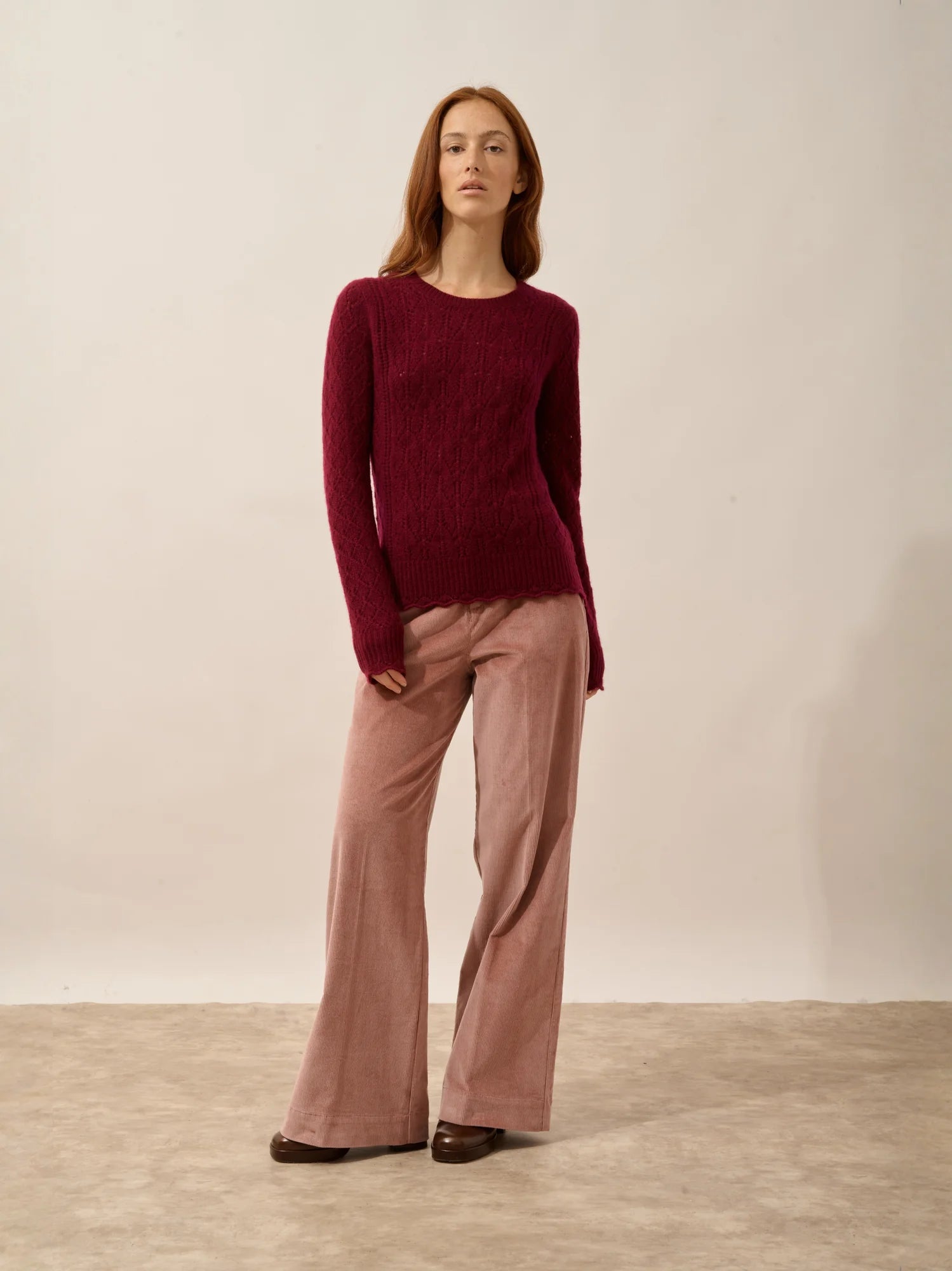 NADIA pullover rundhalsausschnitt 8-fädig bordeaux