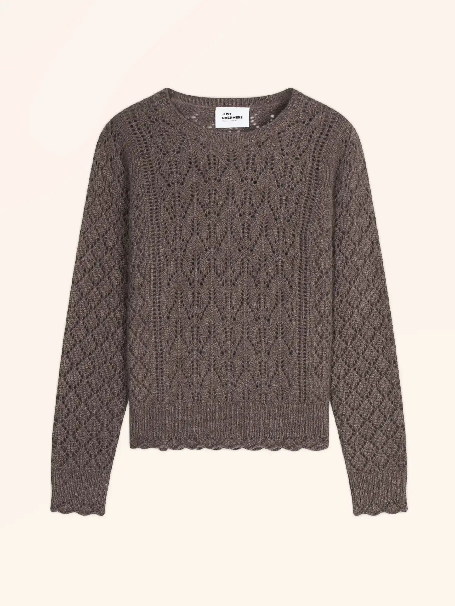 NADIA pullover rundhalsausschnitt 8-fädig taupe meliert