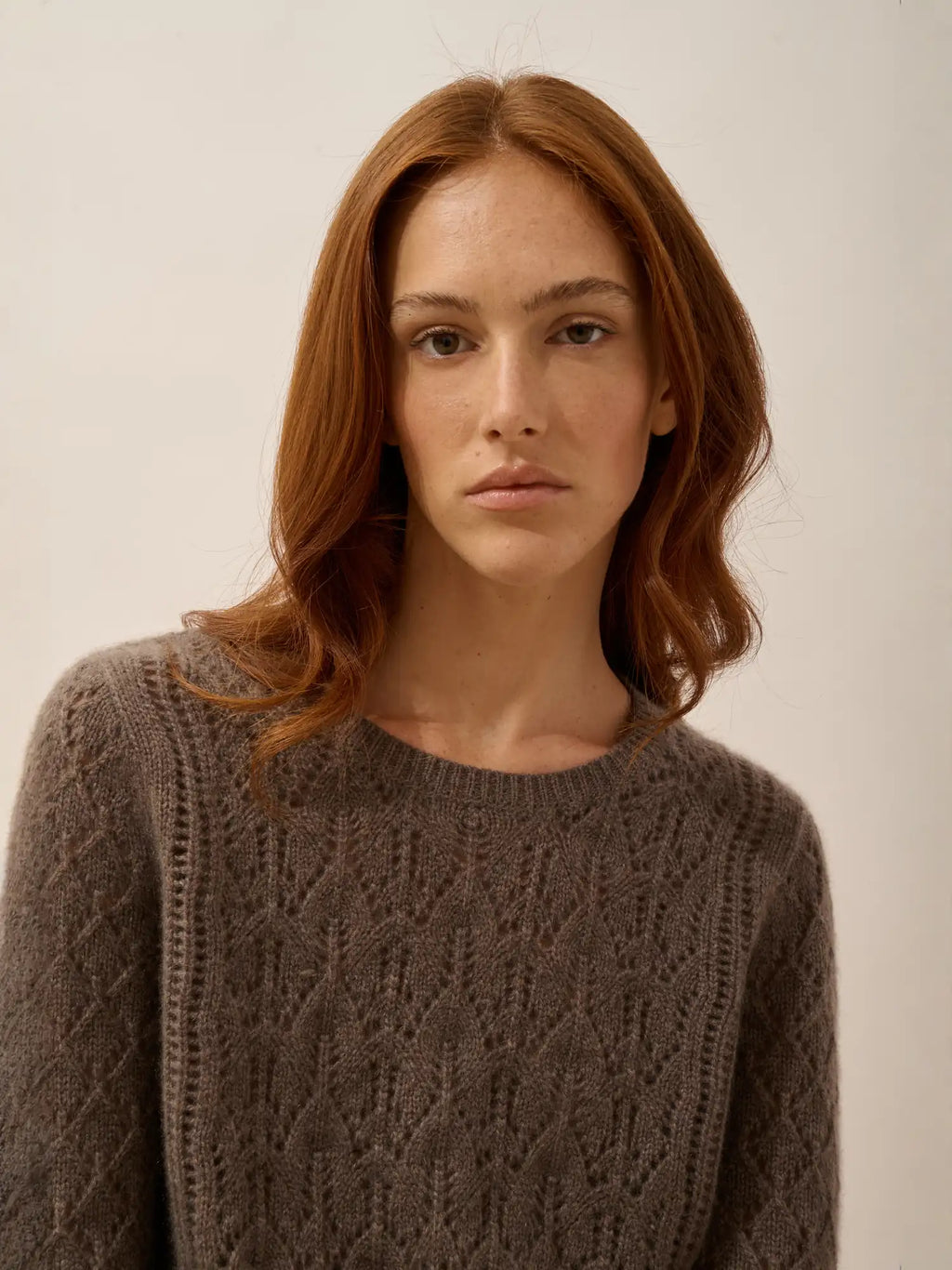 NADIA pullover rundhalsausschnitt 8-fädig taupe meliert