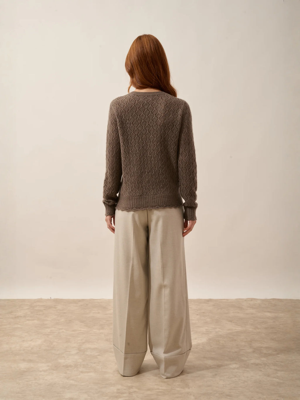 NADIA pullover rundhalsausschnitt 8-fädig taupe meliert