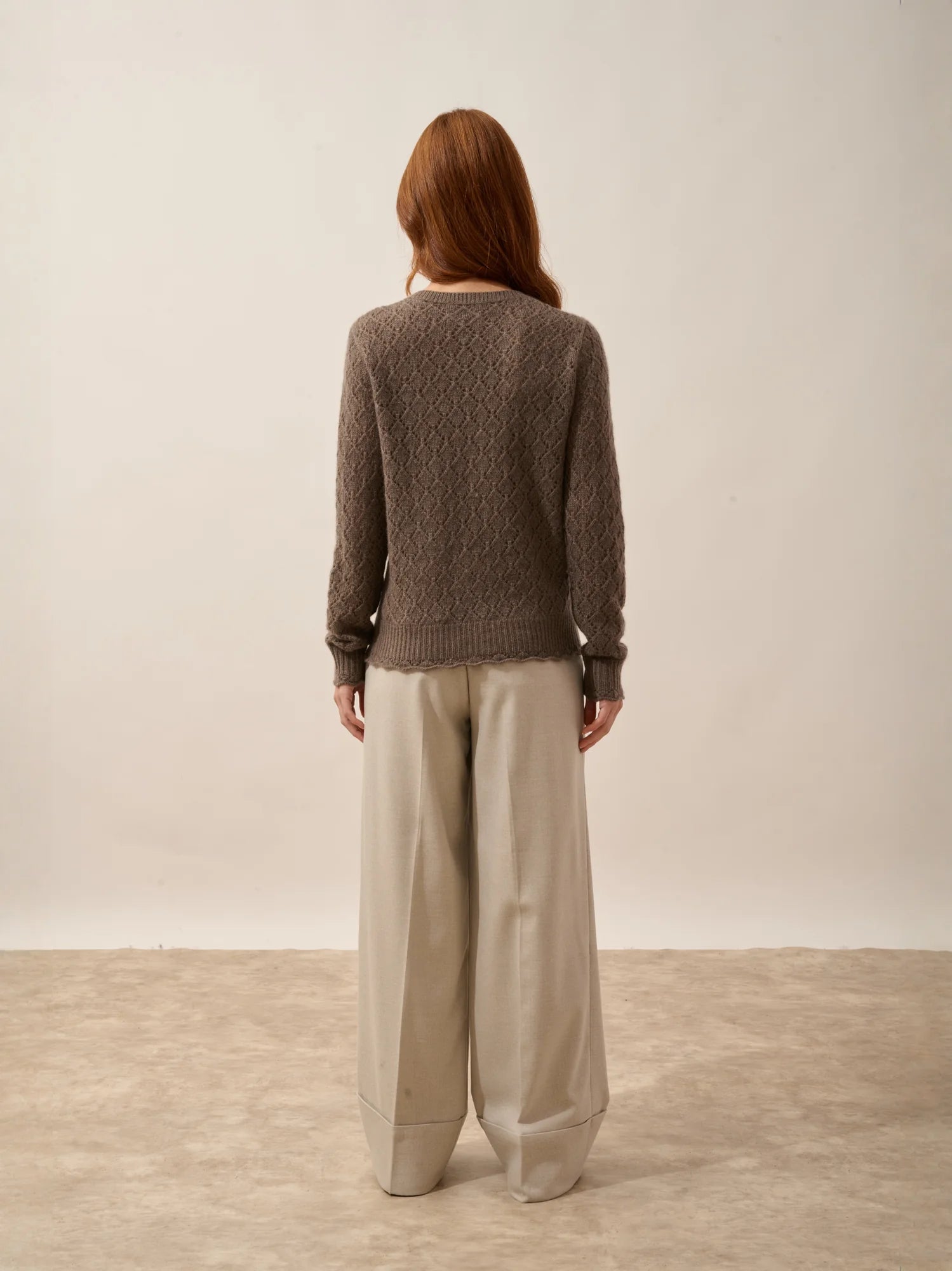 NADIA pullover rundhalsausschnitt 8-fädig taupe meliert