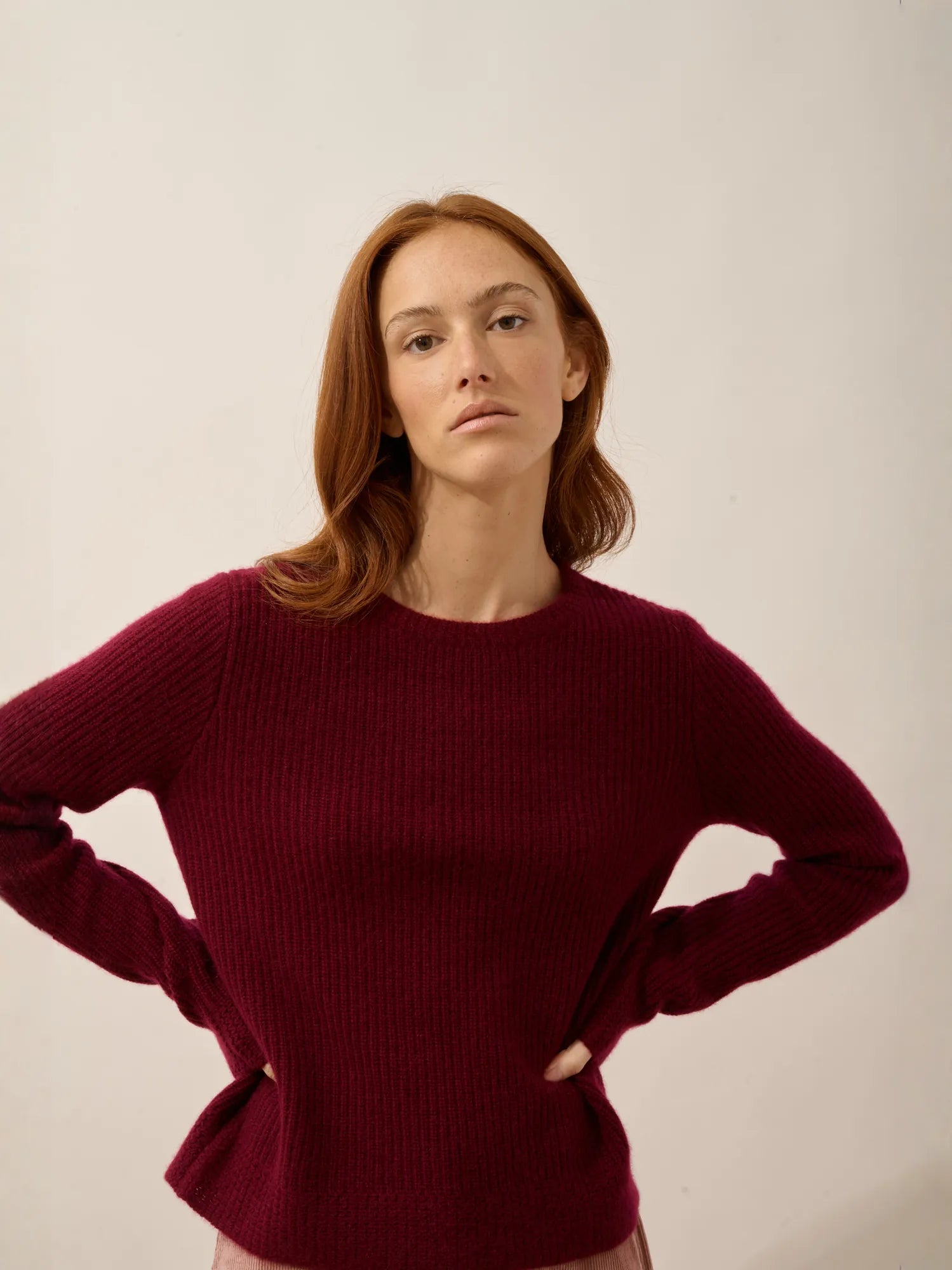 SIGRUN pullover rundhalsausschnitt 4-fädig bordeaux