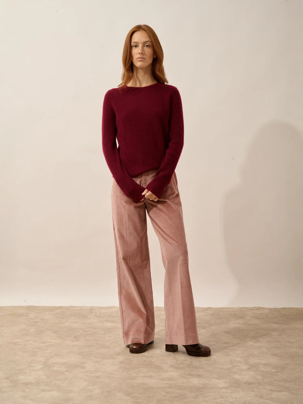 SIGRUN pullover rundhalsausschnitt 4-fädig bordeaux