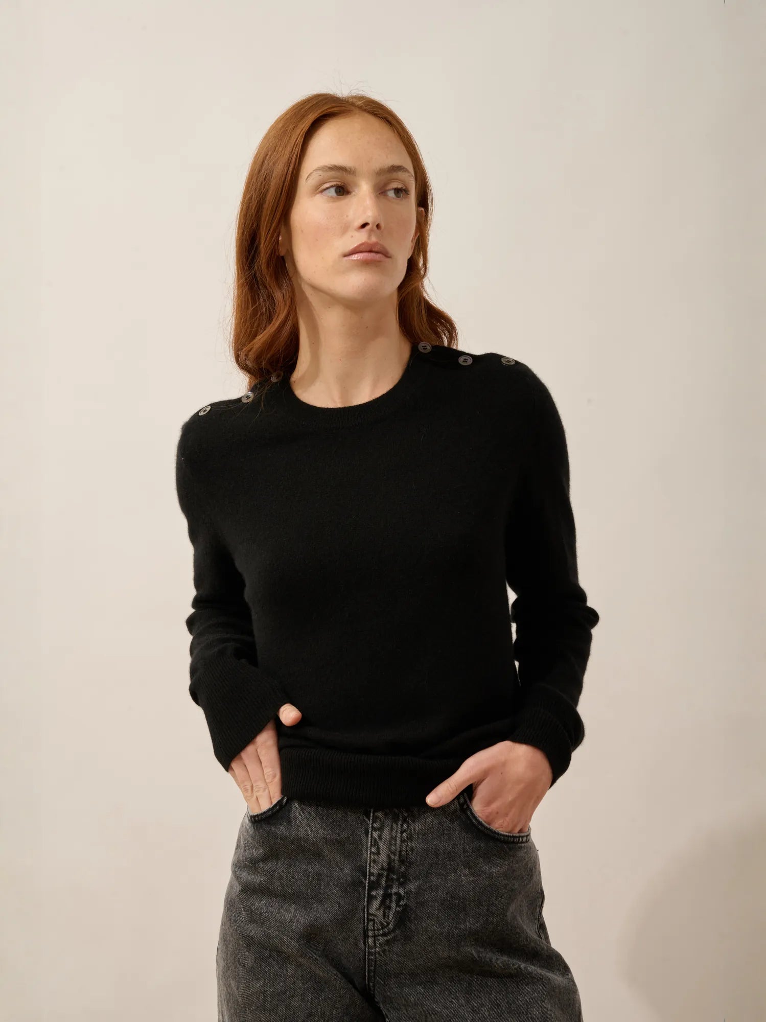 JEANNE pullover rundhalsausschnitt marine schwarz