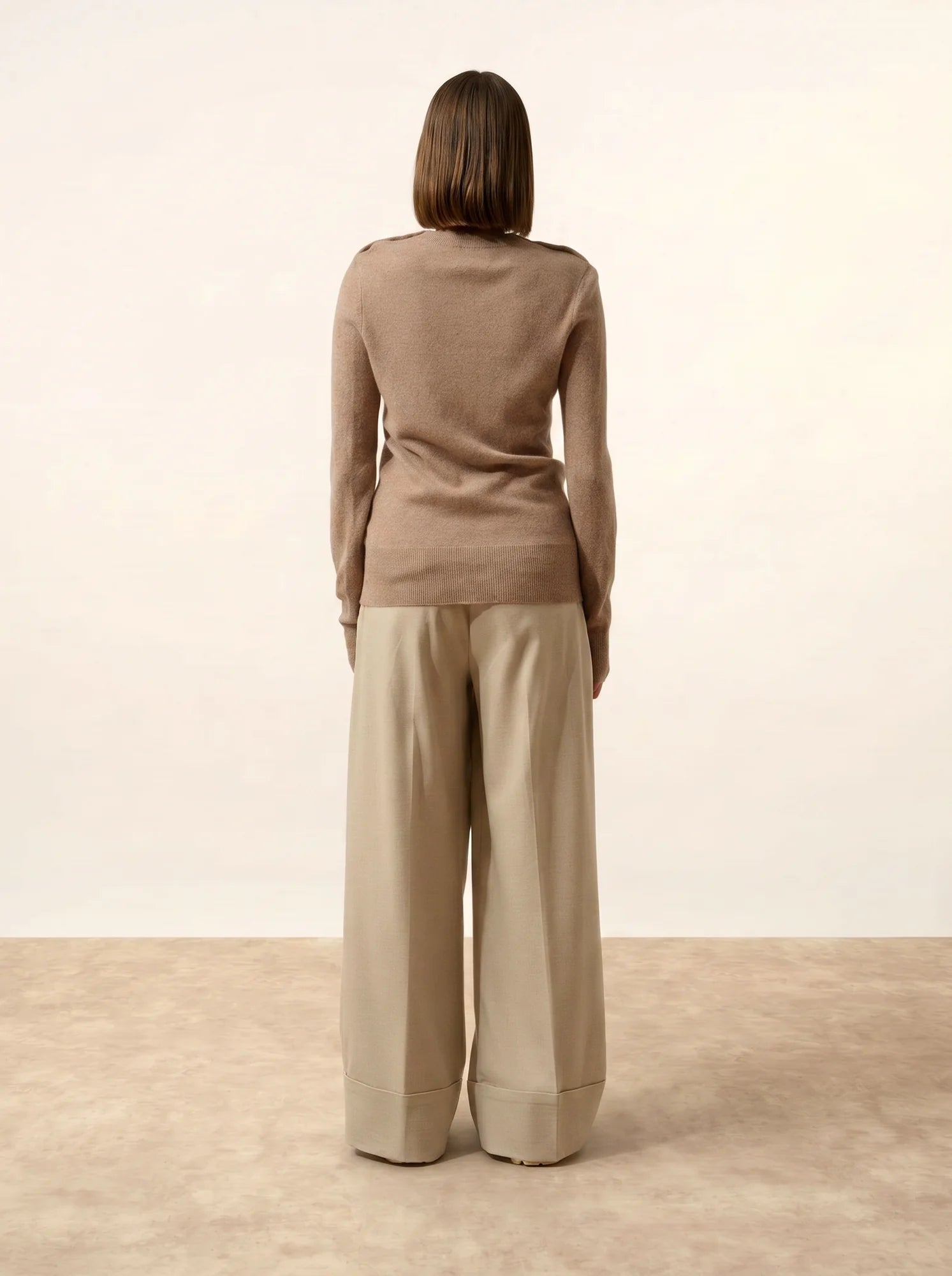 JEANNE pullover rundhalsausschnitt marine taupe hell meliert