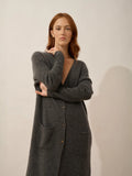 DACHE strickjacke long v-ausschnitt anthrazit meliert