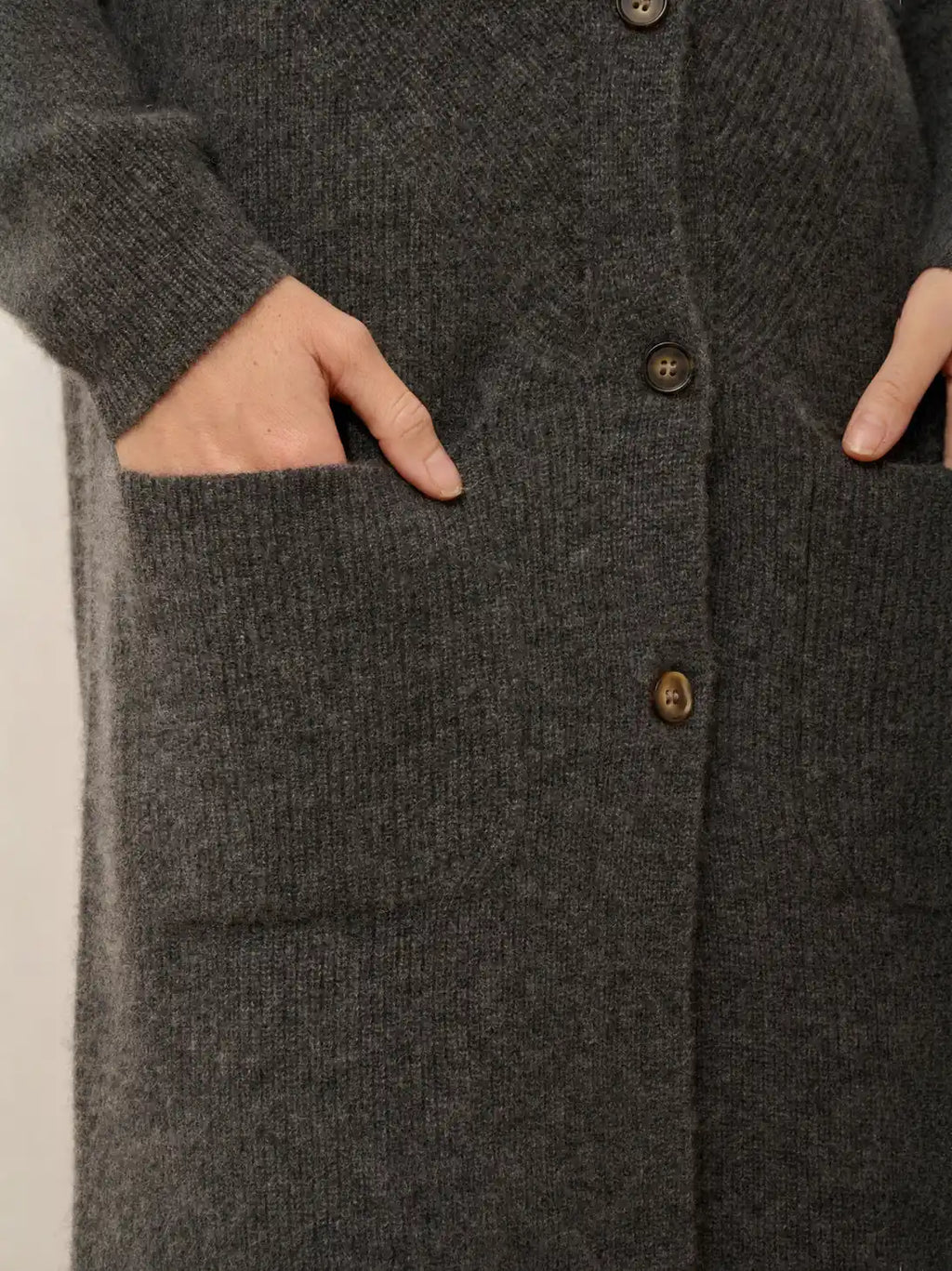 DACHE strickjacke long v-ausschnitt anthrazit meliert