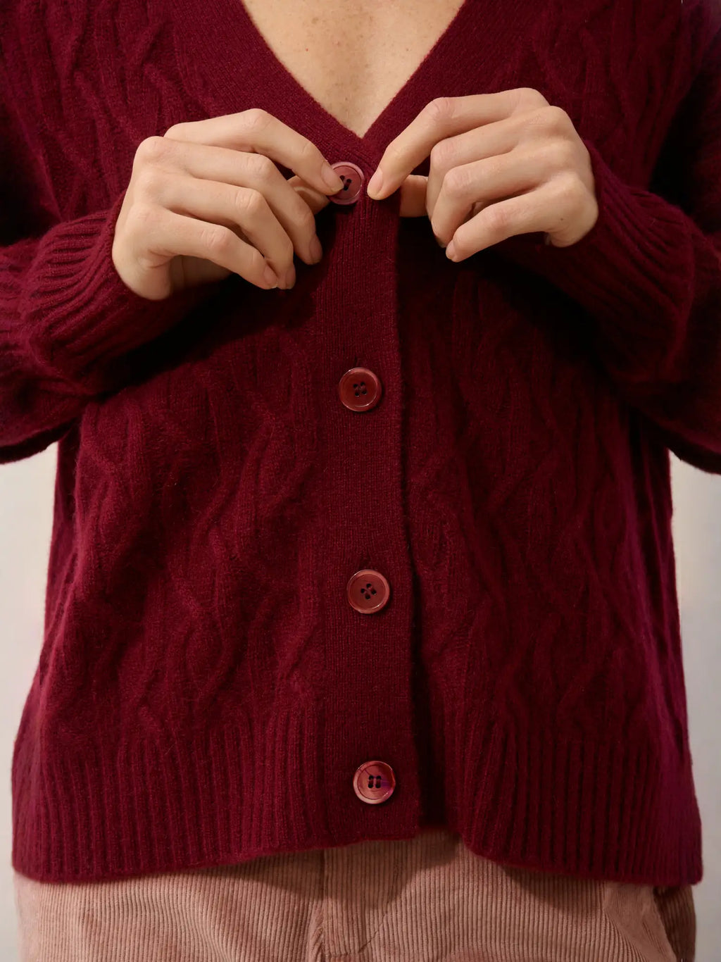 SYSTA strickjacke v-ausschnitt 4-fädig bordeaux