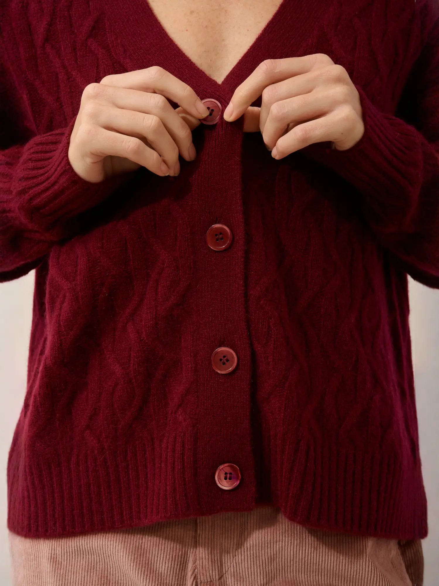SYSTA strickjacke v-ausschnitt 4-fädig bordeaux