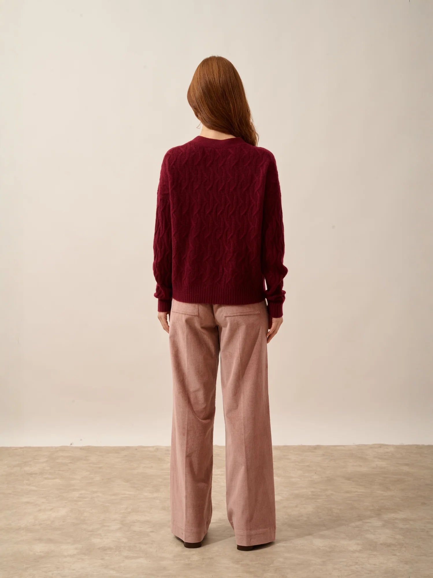 SYSTA strickjacke v-ausschnitt 4-fädig bordeaux