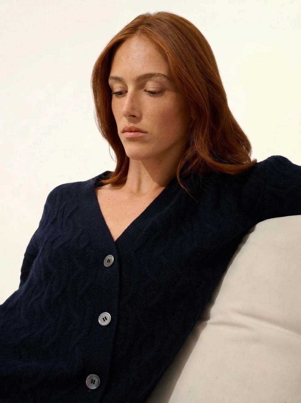 SYSTA strickjacke v-ausschnitt 4-fädig marineblau