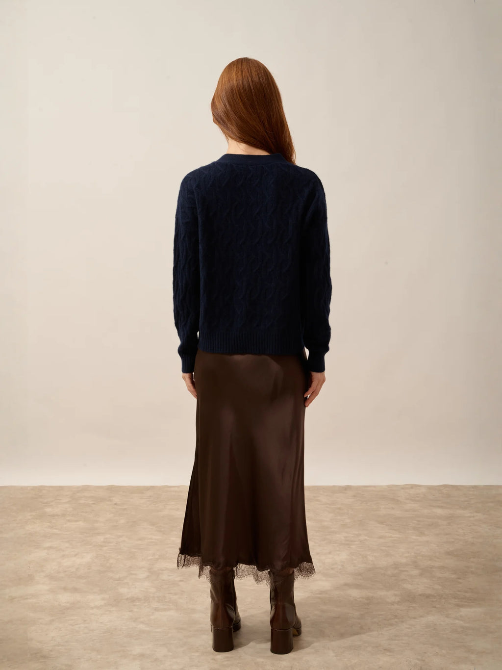 SYSTA strickjacke v-ausschnitt 4-fädig marineblau