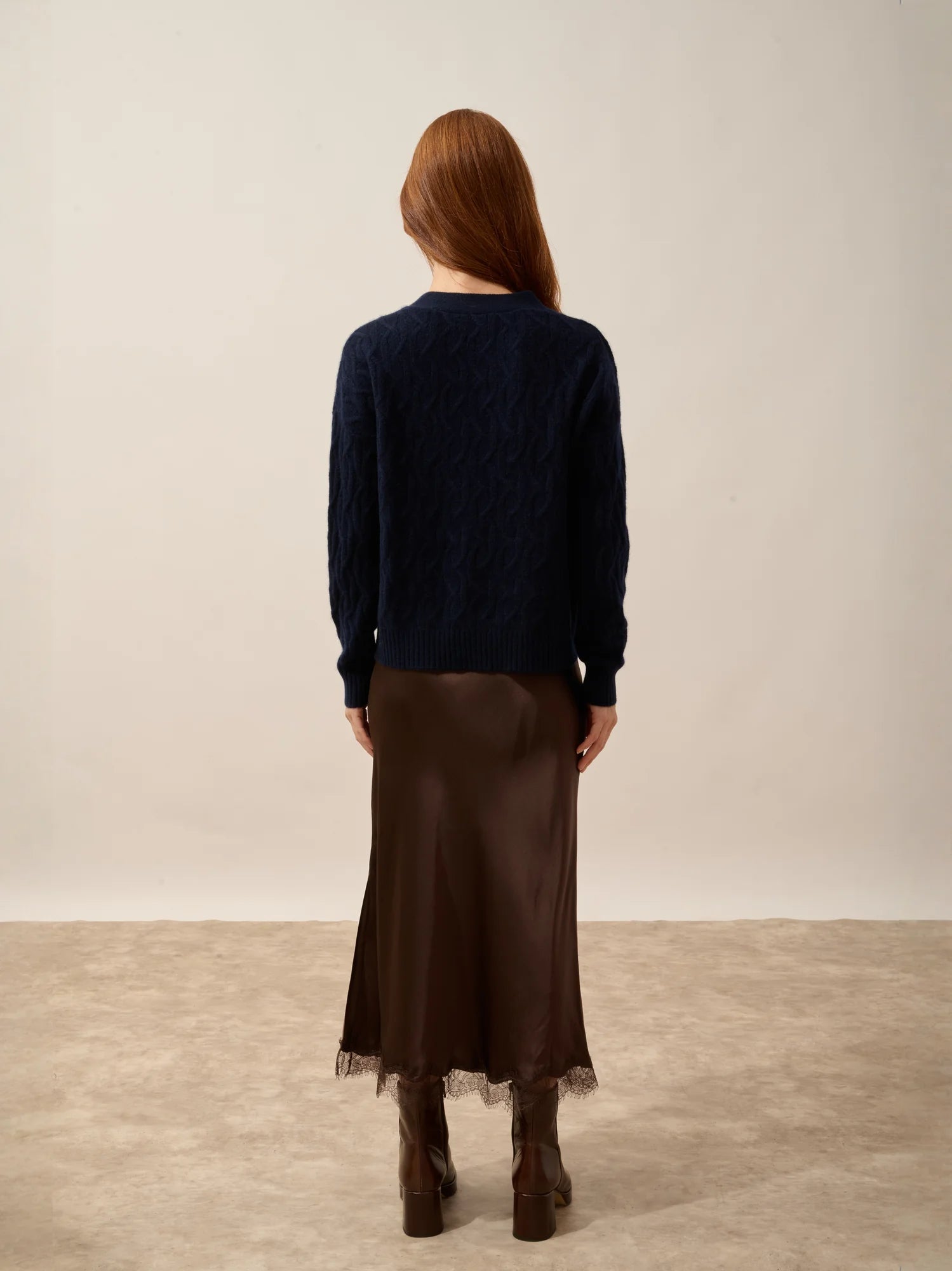 SYSTA strickjacke v-ausschnitt 4-fädig marineblau