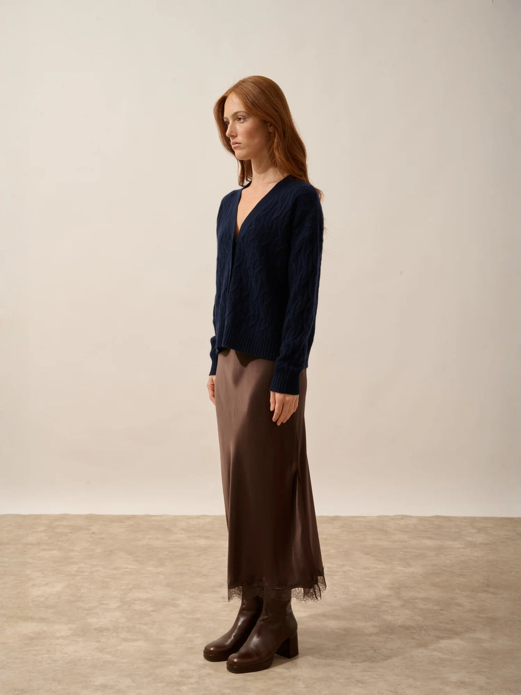 SYSTA strickjacke v-ausschnitt 4-fädig marineblau