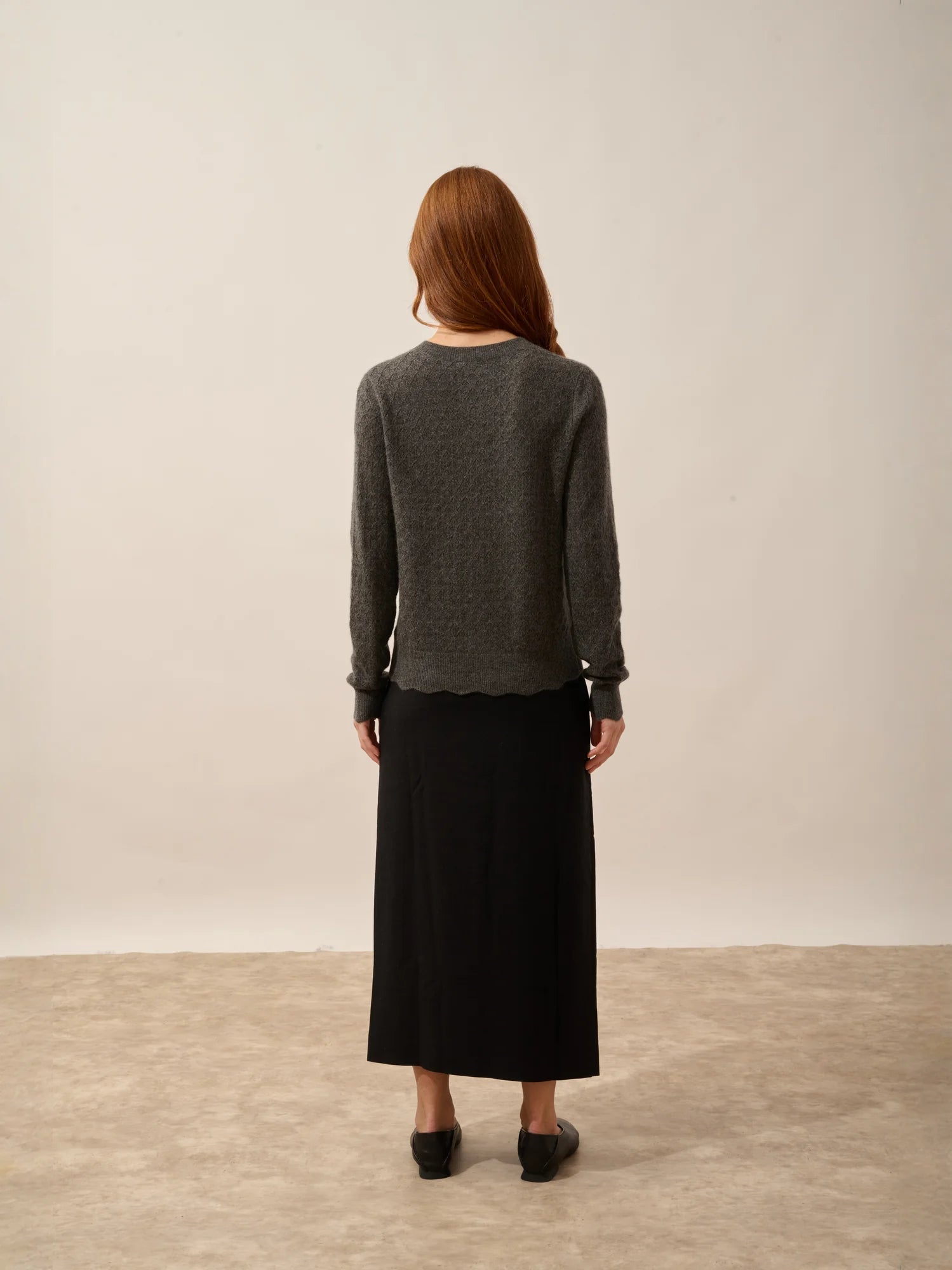 CIMBA strickjacke rundhalsausschnitt anthrazit meliert