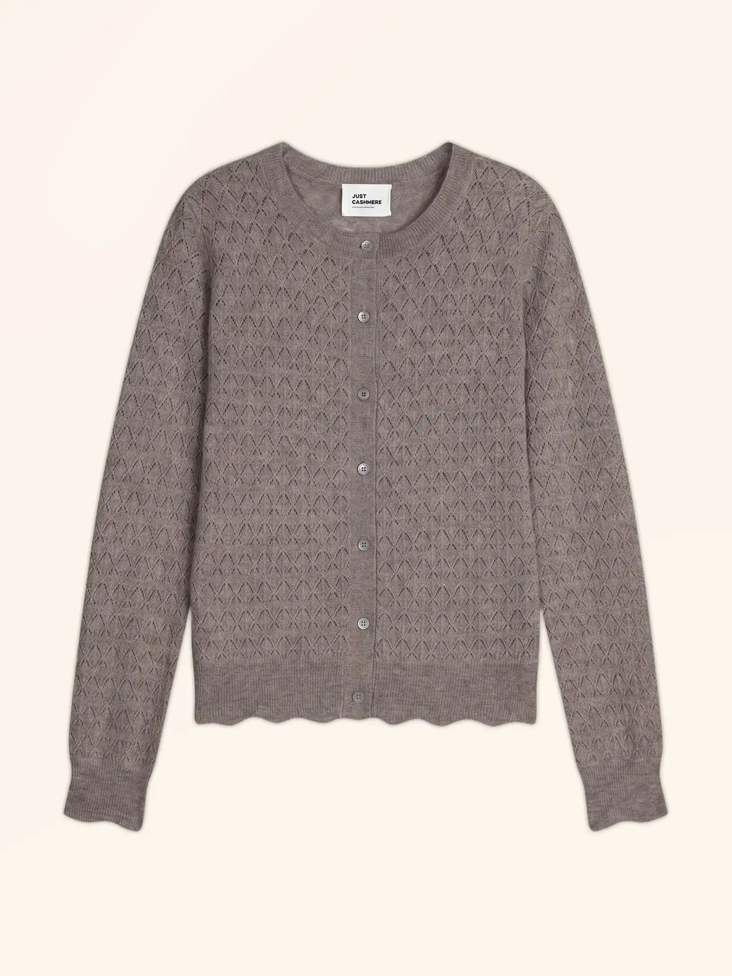 CIMBA strickjacke rundhalsausschnitt taupe meliert