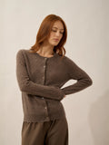 CIMBA strickjacke rundhalsausschnitt taupe meliert