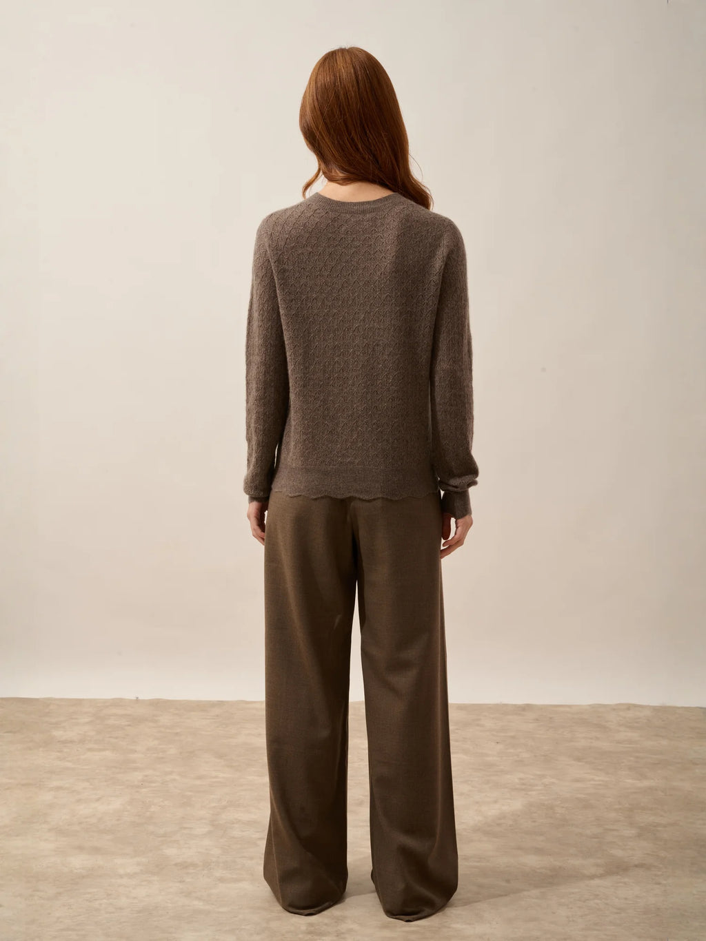CIMBA strickjacke rundhalsausschnitt taupe meliert