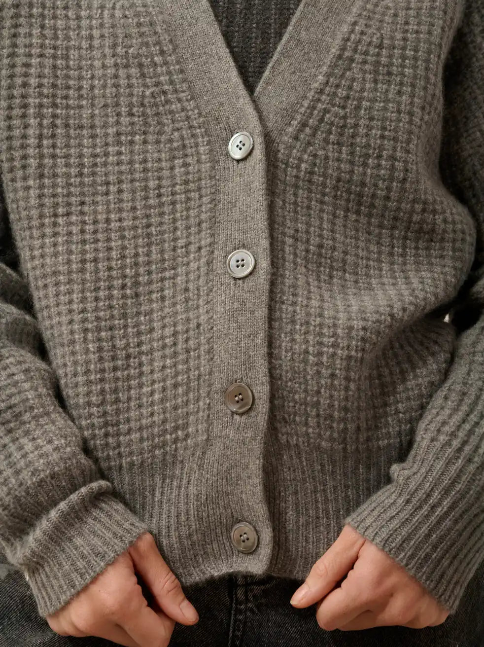 CLARA cardigan col V 6 fils flanelle chiné
