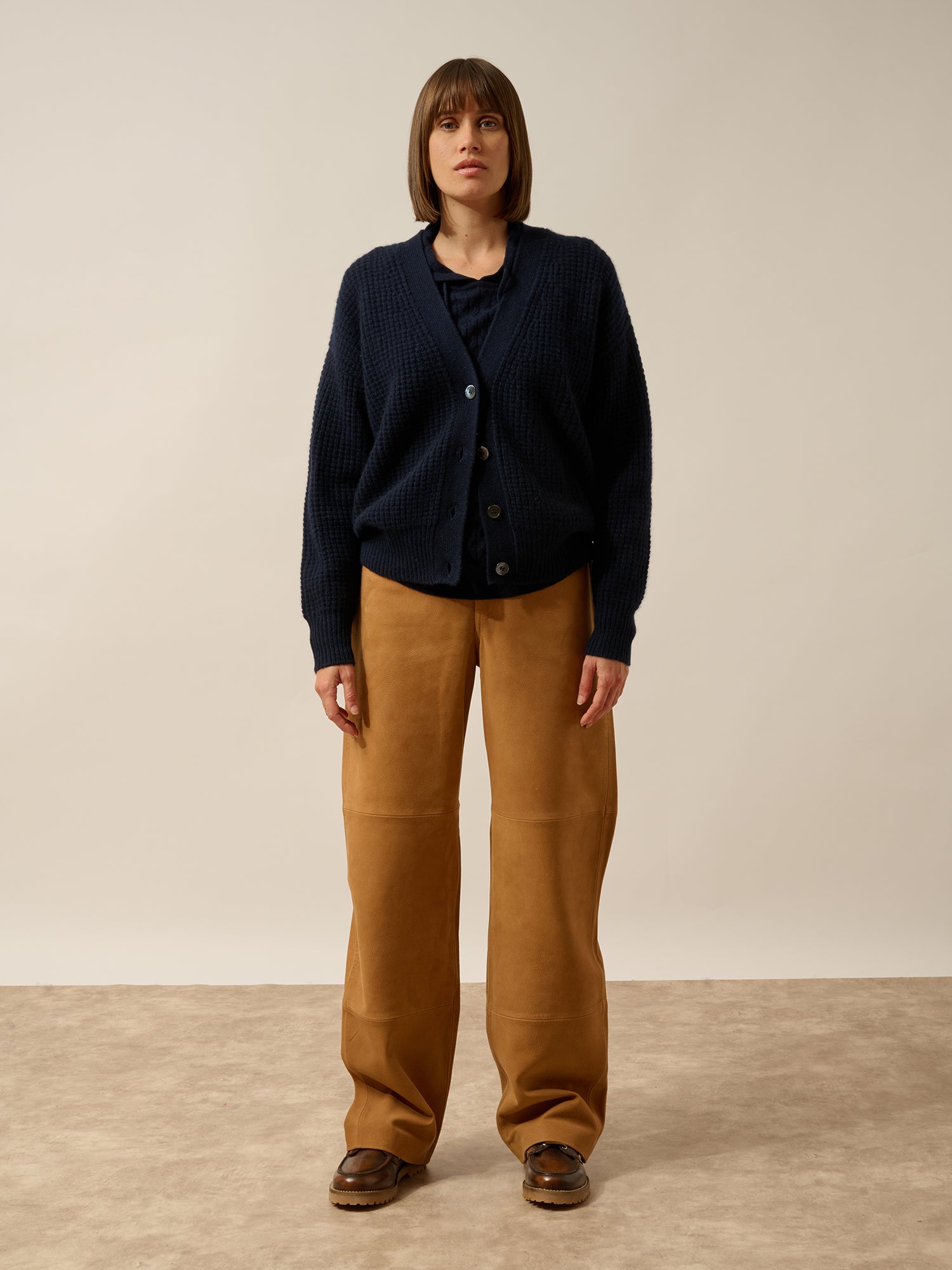 CLARA cardigan col v 6 fils navy