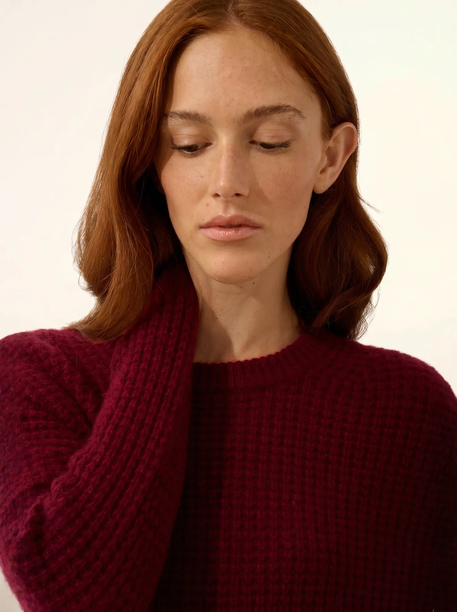 ELENA robe col rond 6 fils bordeaux