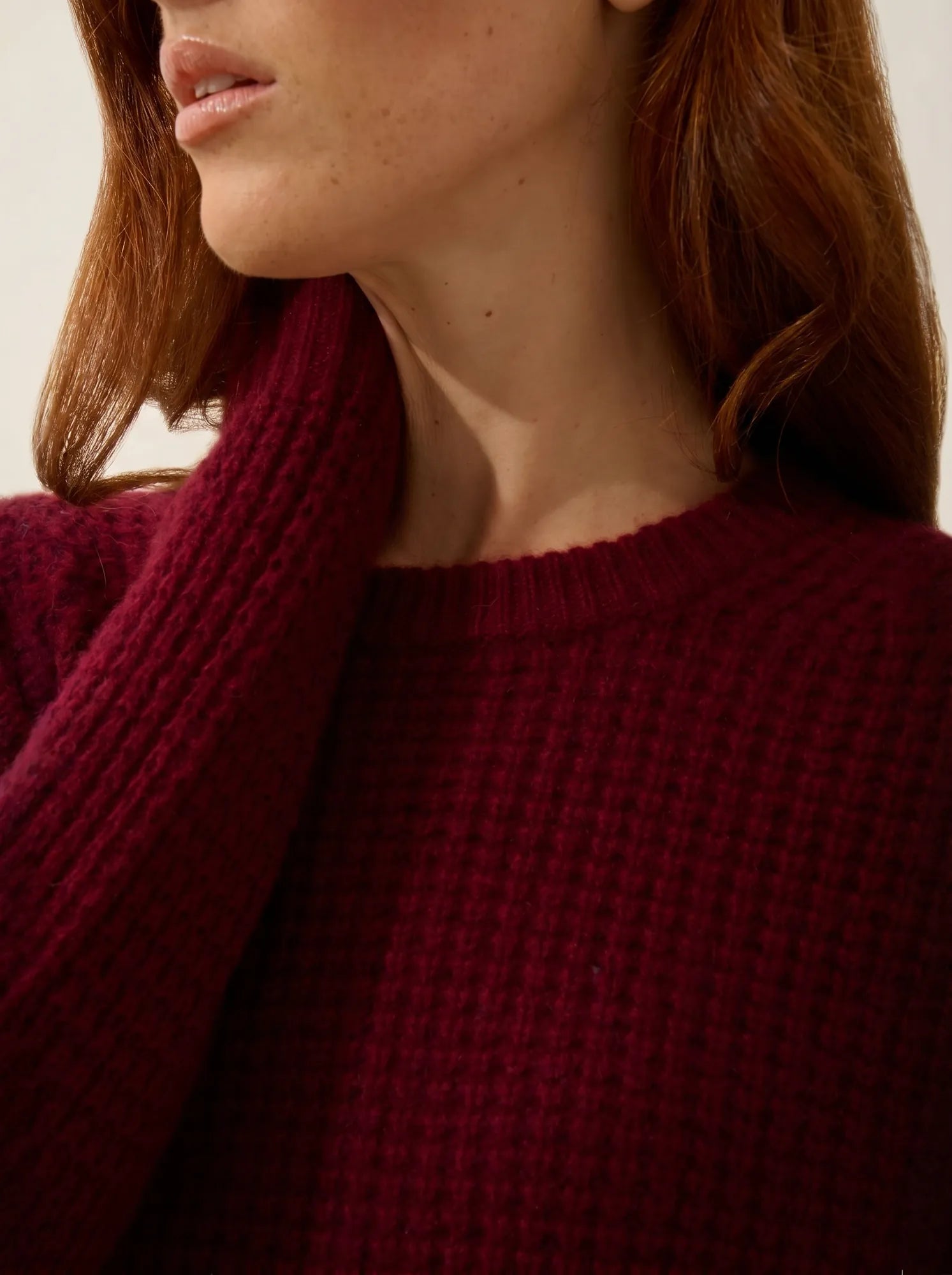 ELENA robe col rond 6 fils bordeaux