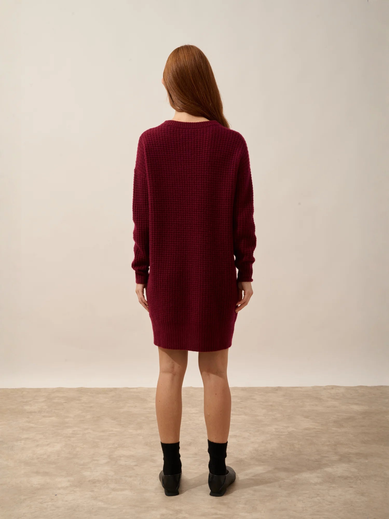 ELENA robe col rond 6 fils bordeaux