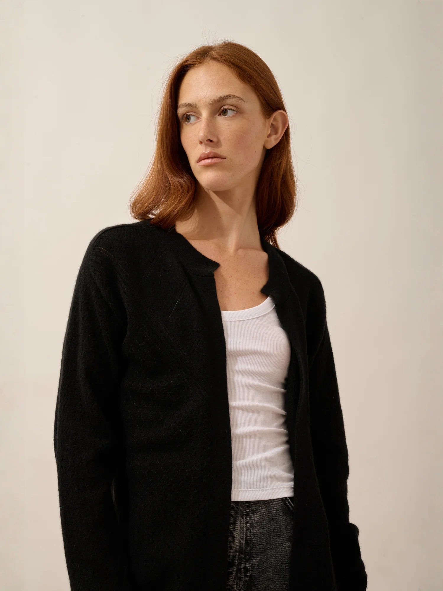 MYA gilet ouvert col rond noir