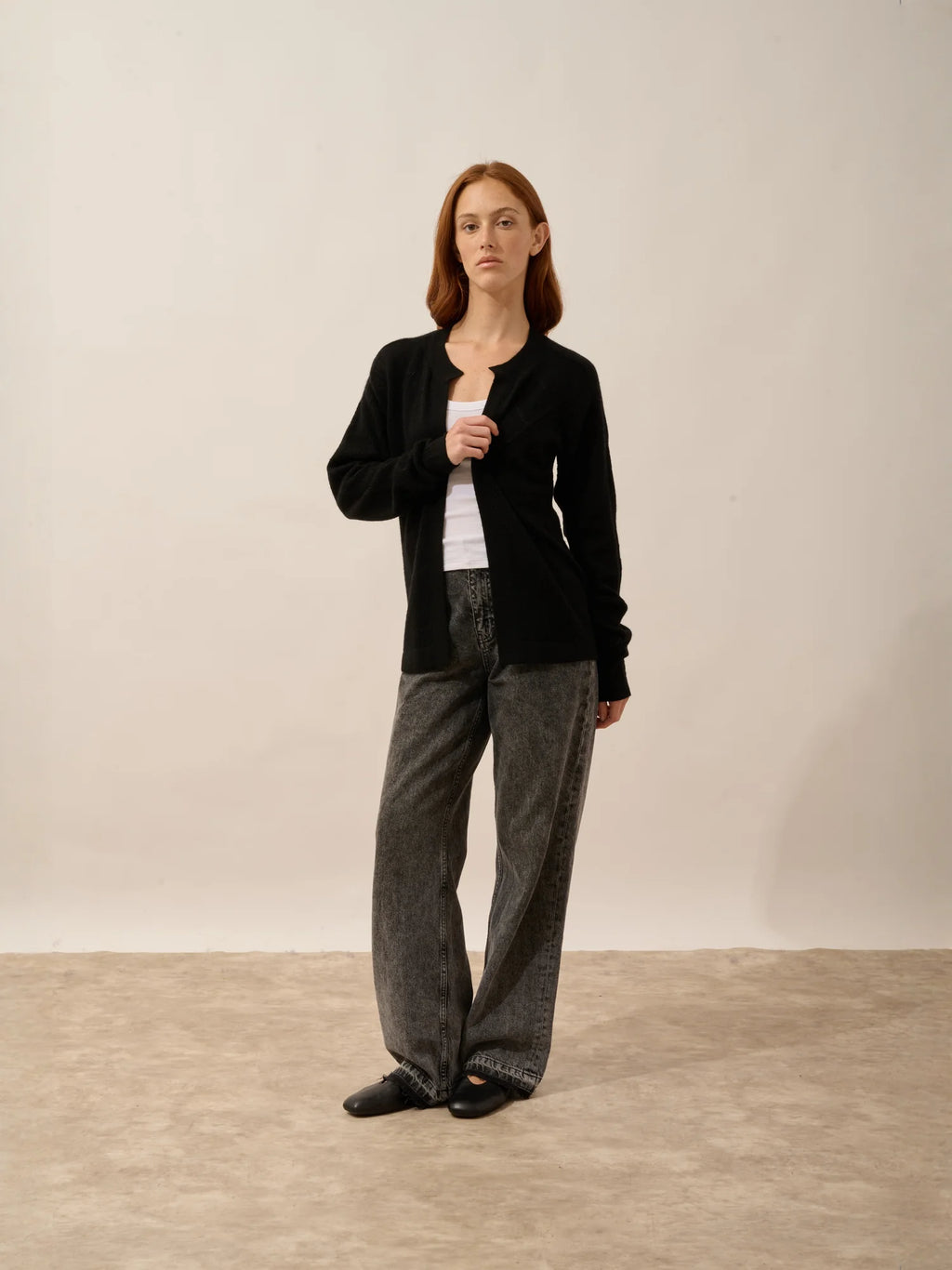 MYA gilet ouvert col rond noir