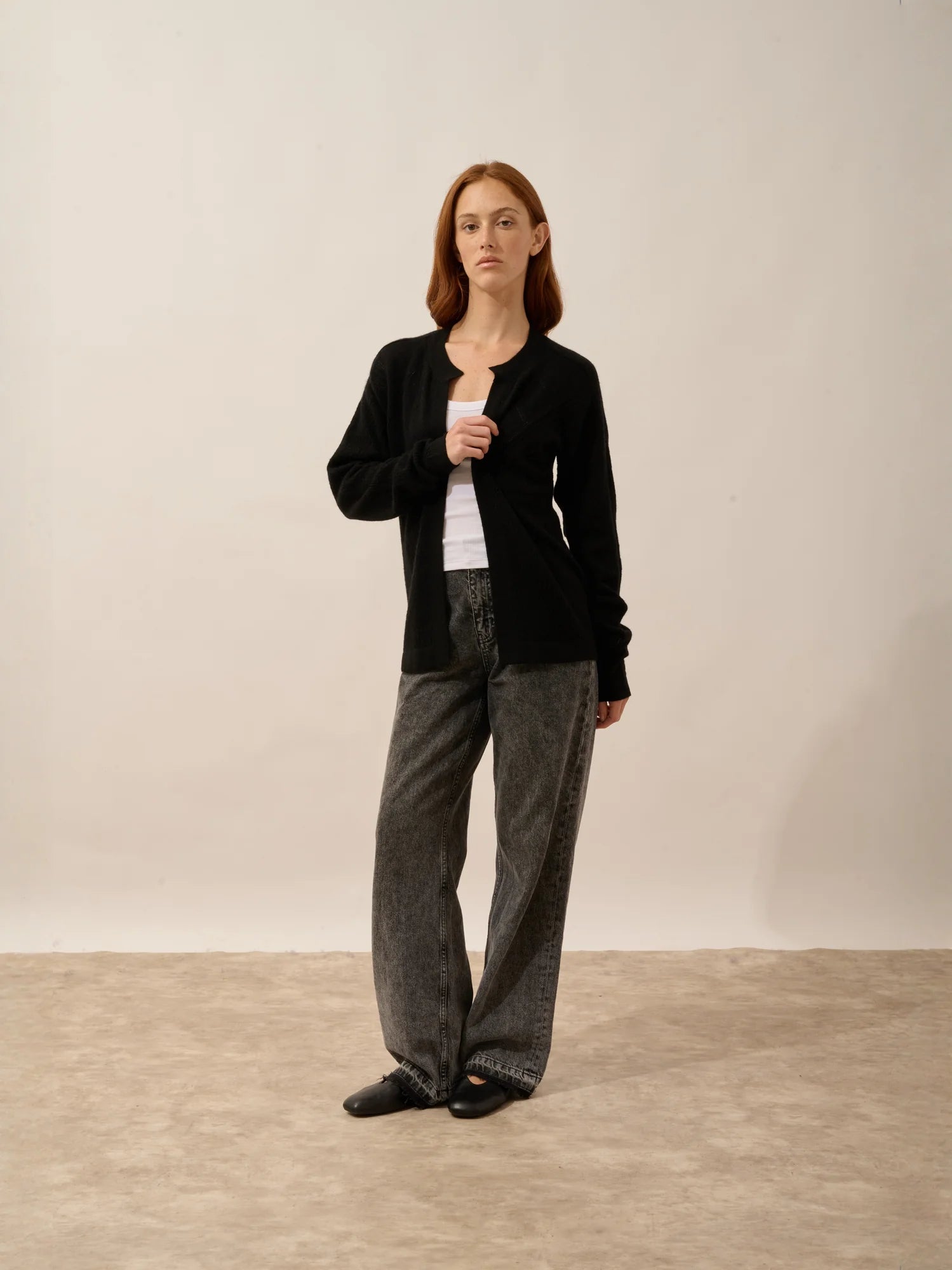 MYA gilet ouvert col rond noir