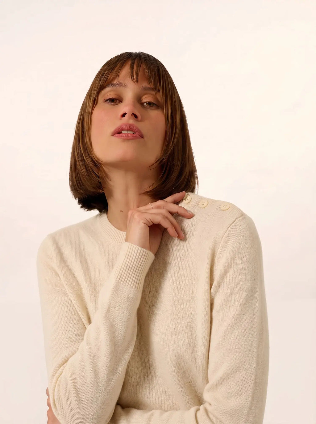 ORELIEN pull col rond marin ivoire