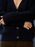 CHODRAK strickjacke v-ausschnitt 8-fädig marineblau