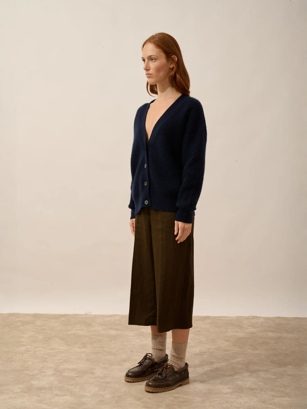CHODRAK strickjacke v-ausschnitt 8-fädig marineblau