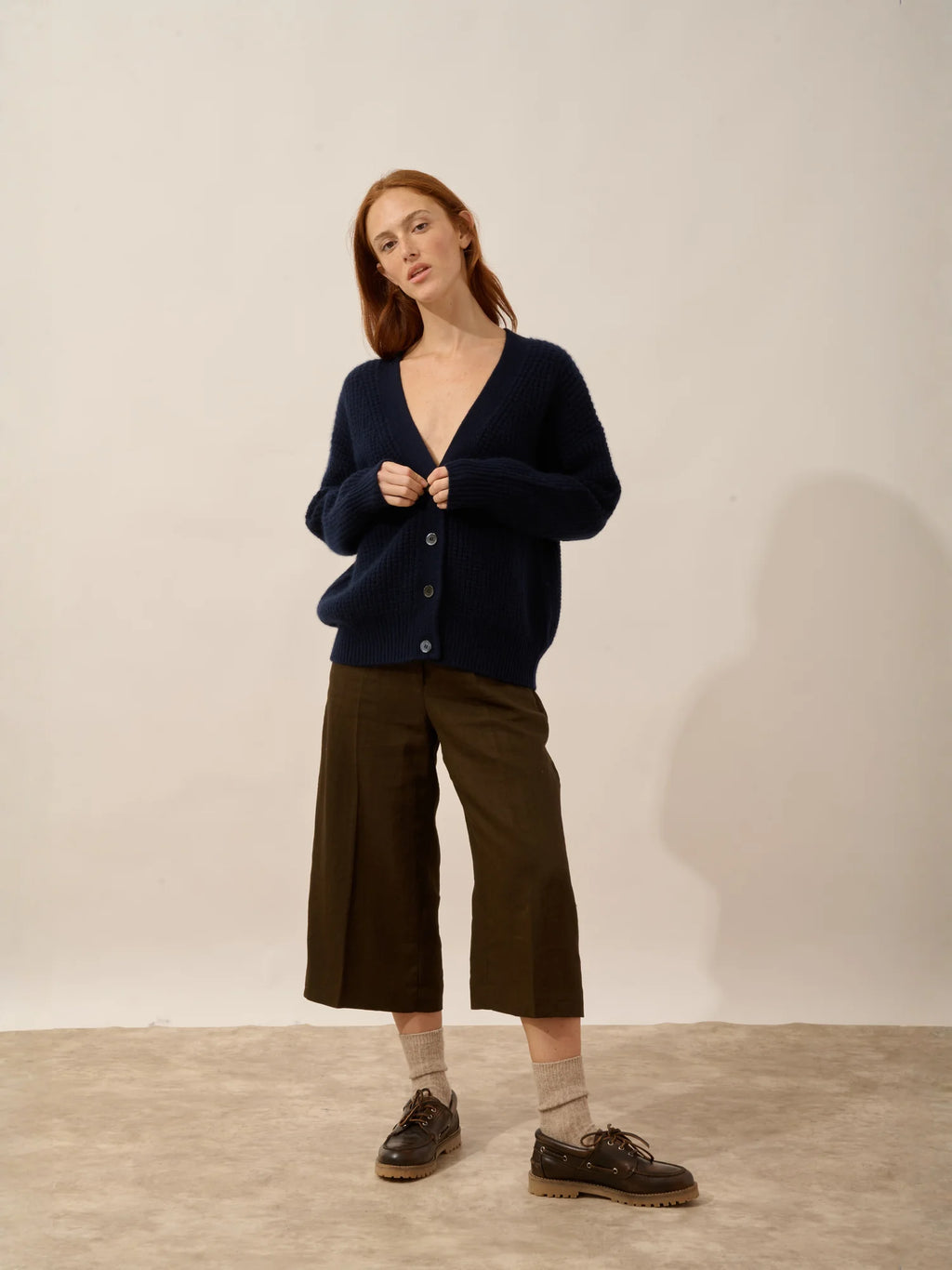 CHODRAK strickjacke v-ausschnitt 8-fädig marineblau